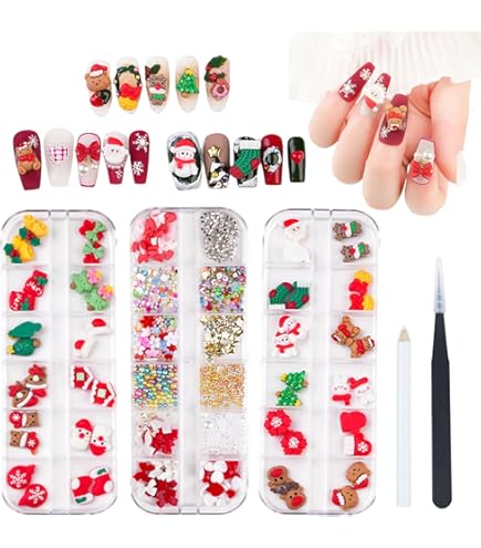 Amazon.co.jp: VTEERY(みさ) クリスマス ネイルパーツ 28個セット 3D