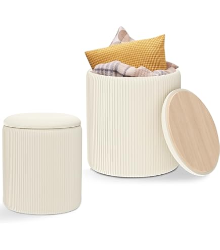 Amazon｜umbra WOODROW 収納スツール ホワイト/ナチュラル 持ち