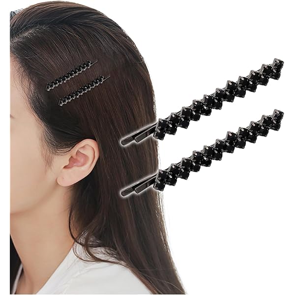 ストーン付き黒いヘアアクセサリー 楽天市場】ヘアピン 黒【2本組】ブラック x クリアライン