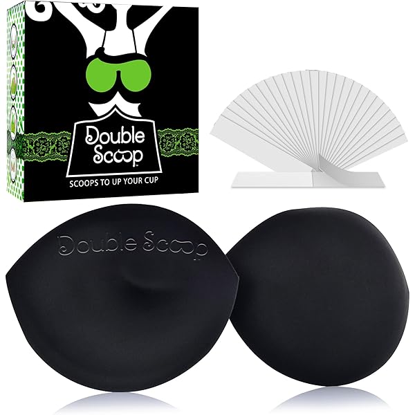 Double Scoop Triangle Bra Inserts - Nipple Covers & Bra Pads For Swimsuits & Sports Bras, D Cup Black