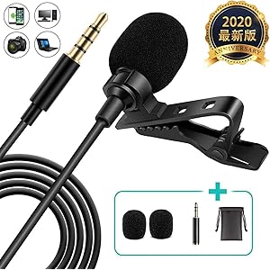 【令和最新版】クリップマイク コンデンサーマイク ピンマイク ミニクリップマイク asmrマイク ミニマイク 高音質 スマホマイク クリップ付き iPhone/iPad/Android/PC用 3.5mmプラグ 1.5mケーブル 収納袋付属 YouTube TikTok 動画撮影 Vlog 生放送 宅録 カラオケ録音 結婚式対応