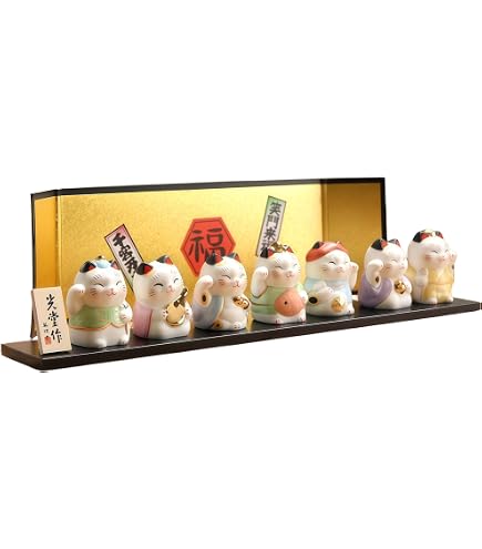 Amazon.co.jp : 薬師窯 錦彩 七福神 招き猫セット(小) : ホーム＆キッチン