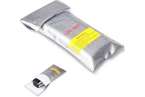 モバイルバッテリー 耐火ケース 10x20cm リポバッテリーセーフバッグ 防爆 耐火 充電ポーチ シルバー 保管携行用 充電バッテリー保護ケース (1個入り)