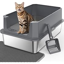 Amazon | Korekaou ステンレス 猫 トイレ 本体セット 猫砂マットと
