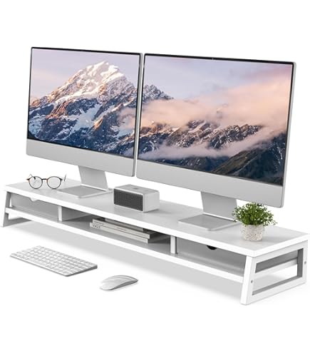 Fenge デュアルモニター用スタンド 100cm ホワイト Amazon.co.jp: Fenge デュアルモニタースタンド モニタースタンド