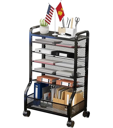 Mobile File Storage ThreeHio 7-Tier Rolling File Cart With Sliding ...