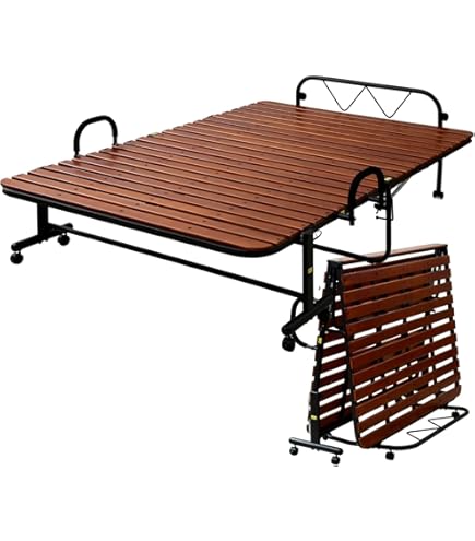 Amazon｜シングル 折りたたみベッド ブラウン｜ベッドフレーム