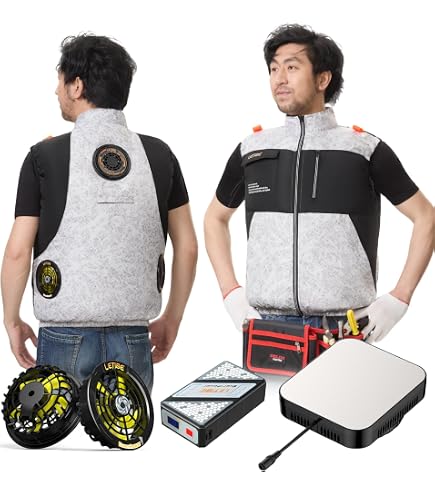 最新型　ペルチェ ファン 空調作業服ベスト 36V 45000mAh バッテリー Amazon.co.jp: 【日本優良企業】 45000mAh 36V 空調作業服 バッテリー