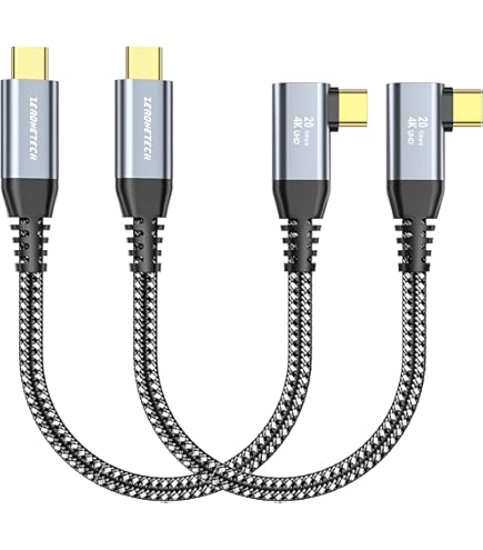 Poyiccot USB C To USB C Cable 1ft - Right Angle 90 Degree 60W 10Gbps Fast Charger Cord