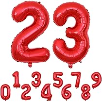 Amazon | レッド 誕生日 数字 バルーン 2PCS 赤い ナンバー