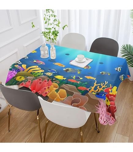Amazon｜テーブルクロス 長方形 大判 海 ハワイ 砂浜 テーブルカバー