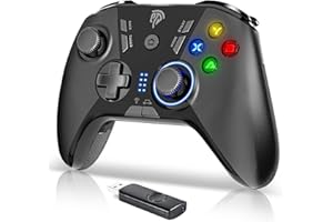 PC無線コントローラー PC ゲームパッド 無線 steam deck対応 マクロキー プログラム編集機能 2.4Gワイヤレス 低遅延 HD振動 steamコントローラー パソコンゲームプロコン TURBO連射機能付き 日本ALPS両スティック ５段