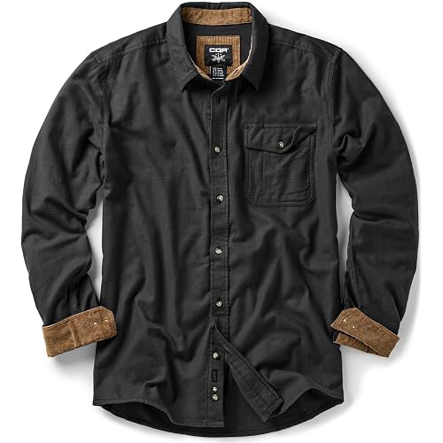 CQR Men's All Cotton Flannel Shirt, Long Sleeve Casual Button Up Plaid Shirt, Brushed Soft Outdoor Shirts