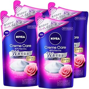 【まとめ買い】 ニベア クリームケア ボディウォッシュ フレンチガーデンローズの香り つめかえ用 360ml×4個パック…