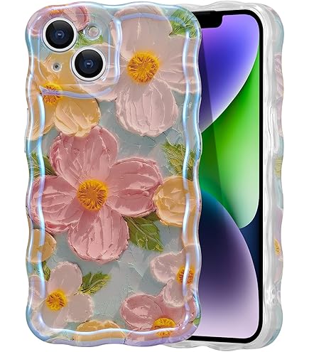 FABSPARK Case For IPhone 14 Pro,Solid Hot Pink Curly Wave Frame, Soft Liquid Silicone Shockproof For IPhone 14 Pro Case 6.1 Inches - View #4