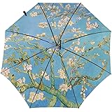 折りたたみ傘 ヴィンセント・ファン・ゴッホ 『アーモンドの木の枝』 軽量 ワンタッチ自動開閉 UPF50+ UVカット 耐風構造 日傘 折り式傘 遮光 遮熱 高耐久度 超撥水 梅雨対策 頑丈な8本骨 折り畳み傘 晴雨兼用 男女兼用 収納ポーチ付き