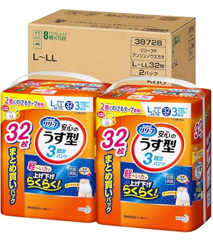花王　リリーフ　パンツタイプ安心のうす型 M~L【一人で歩ける方]44枚入　6袋 Amazon.co.jp: 【ケース販売】リリーフ パンツタイプ 安心のうす型 M~L