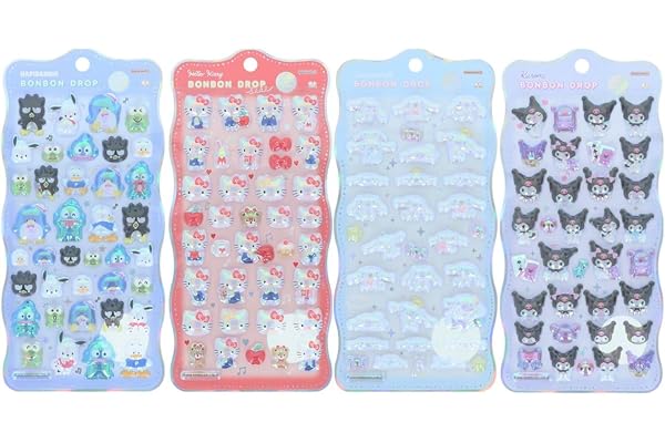 サンスター文具 ボンボンドロップシール サンリオ2 churukira 【4個セット】N はぴだんぶい ハローキティレッド シナモロール クロミ