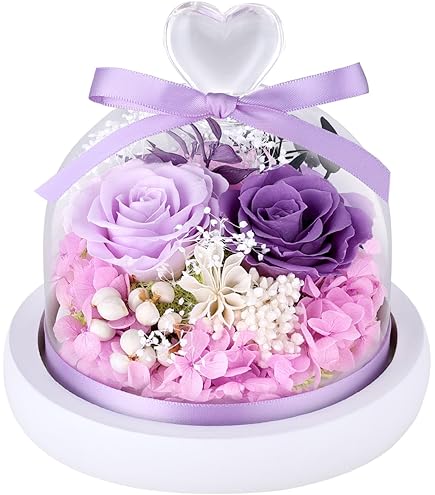Amazon｜プリザーブドフラワー 花箱 ピンク 枯れない本物の薔薇 透明