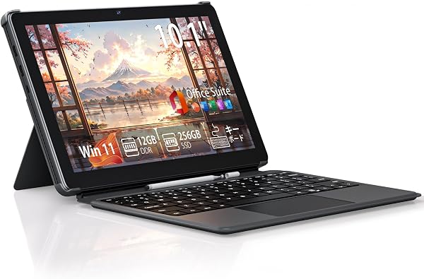 2 in 1 Tablet PC, 10.1 inch, 8th Generation Core m3, 12GB Memory, 256GB SSD, Win11 Pro, IPS Touch Panel, Webcam, Type-C Compatible, 2.2 lbs (1 kg) Lightweight, Office 2024 Compatible, Telework - 1