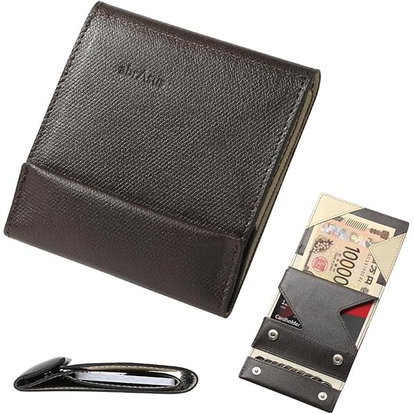 Amazon | [アブラサス] 薄い財布 レザー 薄型 日本製 チョコ | 財布