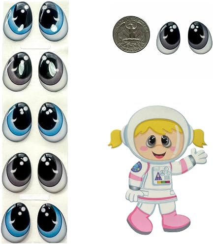 Assorted 3D Resin Googly Wiggle Eyes - 48 Pcs (24 Pairs) 5mm-22mm, Self-Adhesive For Crafts & Clay