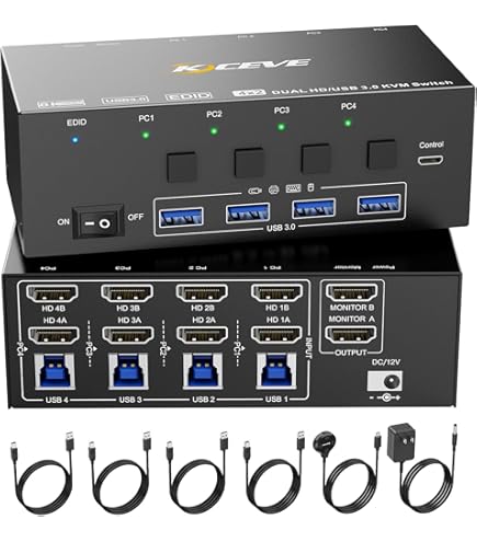 Amazon.co.jp: TESmart 4入力4出力 KVMスイッチ HDMI+