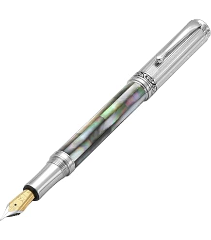 Amazon | Xezo天然パウア海シェル18-kゴールドメッキ万年筆with Fine