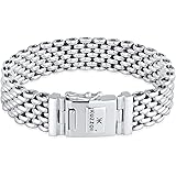 kuzzoi Men Bracelet Curb Cuban Chain massiv Sturdy with Clasp Made of 925 Sterling Silver, Length 8,27 inch, Width 0,71 inch,