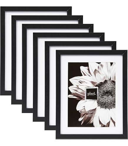 Americanflat 8x12 Picture Frame Set Of 5 - Black Slim Frame With Polished Plexiglass & Mat For Wall Display - View #3