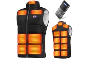 Yoigood Electric Heating Vest, 40,800 mAh Large Capacity Battery Included, 17 Heat Points, Heating Vest, Front and Rear Independent Switch, 3 Temperature Adjustment, USB Powered, Heated Jacket, Quick
