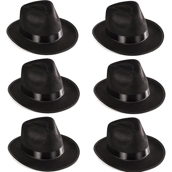 Black Fedora Gangster Hat Costume 