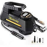 AstroAI 電動エアコンプレッサー 車 空気入れ 電動空気入れ 自動停止 静音 小型 過熱保護 DC12V ガーソケット接続式 LEDライト 3種類変換ノズル 仏式/米式対応 タイヤ 車 自動車 自転車 ロードバイク ボール 浮輪適用 日本語説明