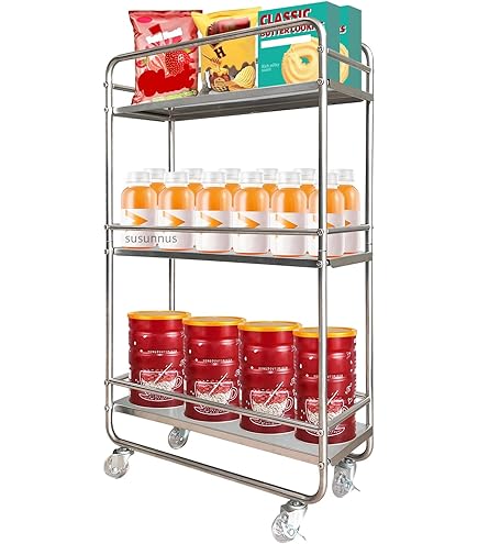 Amazon.co.jp: TRINITY ステンレス製キッチンワゴン 約122×61×高さ98cm