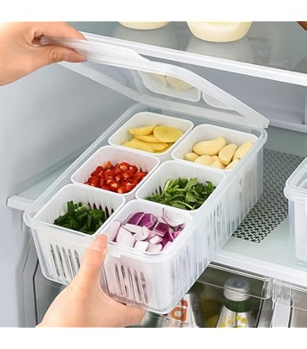 Amazon｜野菜果物保存容器 水切り 仕分け 蓋付き ざるタッパー 密閉