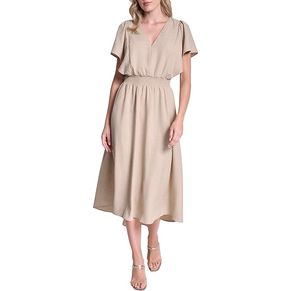 doubcq women's casual flowy pleated loose dresses with pockets DouBCQ Womens Casual Short Sleeve Flowy Pleated Loose Dress with Pockets Small