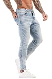 [GINGTTO] ジーンズ メンズ ストレッチ スキニーデニムパンツ スリム ライトブルー 30