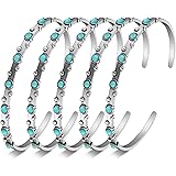 5 Pieces Turquoise Bracelet, Turquoise Cuff Bracelet, Western Turquoise Stackable Bracelet Handmade Gemstone Bangle for Women