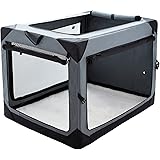 Pettycare 36 Inch Collapsible Crate for Large Dogs, 4-Door Foldable Soft Kennel with Chew Proof Mesh Windows for Indoor & Out
