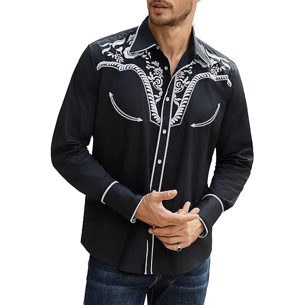 Amazon.co.jp: Scullyメンズ花柄刺繍レトロシャツBig – p-634シルバー_