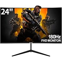 Gawfolk Monitor 24 inch 180hz Curved Gaming FHD 1080P Frameless Computer Monitor with Eye-Care Technology, Support AMD freesy