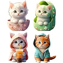 Amazon.co.jp: Gerinkoken 車芳香剤 可愛い 猫芳香剤 4個セッド 漫画の