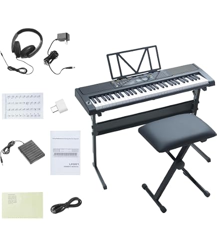 電子ピアノ 61鍵 キーボード スタンド付き ブラック 初心者向け 練習用 Amazon.co.jp: 【初心者向けの日本語表記】電子ピアノ 61鍵盤