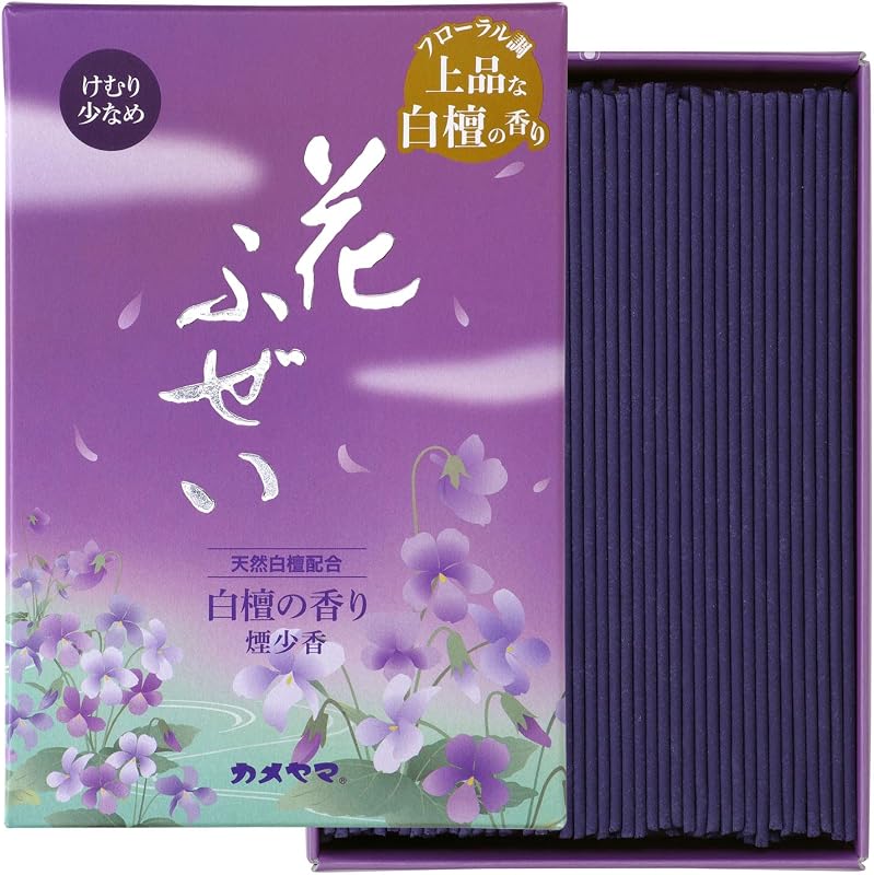 カメヤマ 花ふぜい 紫 煙少香 徳用大型 約220g 約500本 白檀の香り お線香 お香 煙少ない