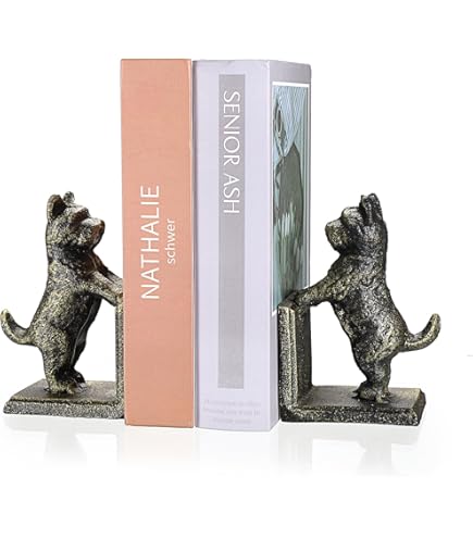 Antique Resin Dog Head Bookends - Bronze Decorative Set Of 2 For Bookshelves & Home Decor - View #5