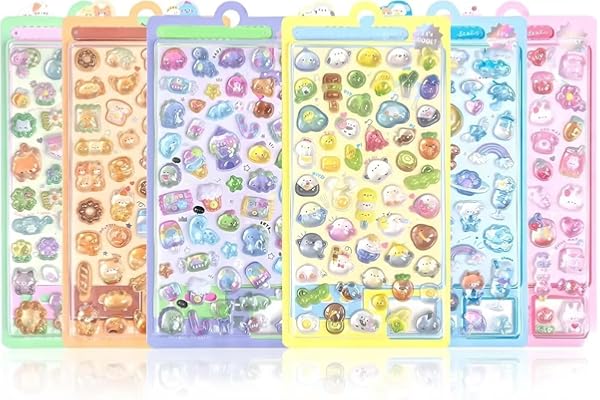 loong 3dシール 立体シール ぷくぷくぷっくり かわいい 6枚セット 立体 おしゃれ デコシール ごほうび 子供 貼り付け可能 贈り物 手帳 携帯 DIY用 手帳用 貼り付け可能 女の子（A）