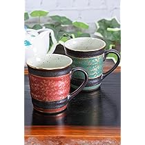 Amazon.co.jp: 九谷焼 陶器 ペア マグカップ 金唐草 AK5-0886