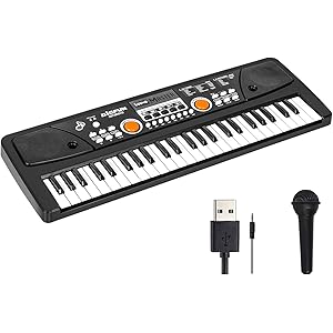 SANMERSEN 電子キーボード 49鍵盤 多機能 高音質 充電式 楽器キーボード CPC認証 CE認証取得済 マイク…