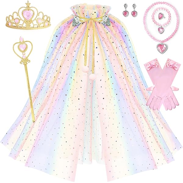 Cinderella Fairy Godmother Costume Set For Kids - Cape And Apron Dress Up Outfit