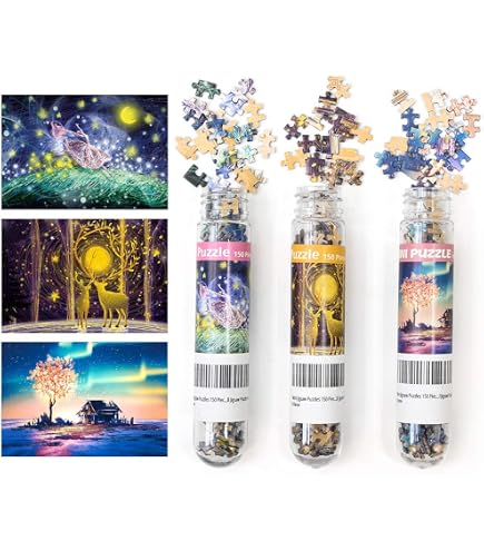 Mini-Puzzle Set Für Erwachsene – 3 X 150 Teile Sakura Schloss, Ukiyoe & Pfirsichblüte, Inkl. Staffelei